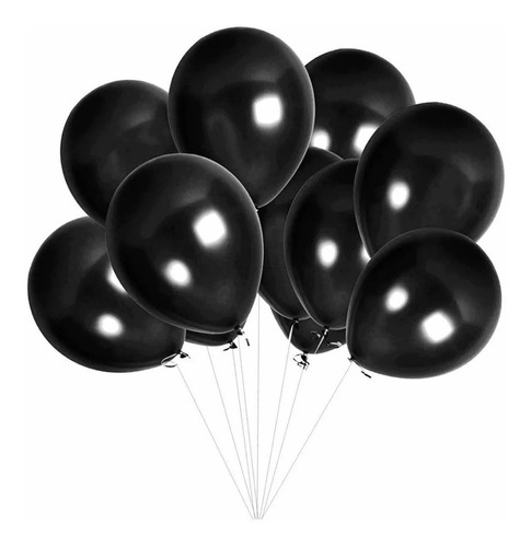 Balão Bexiga Metalizado - Várias Cores - N°9 C/ 25 Unidades Cor Preto Onix