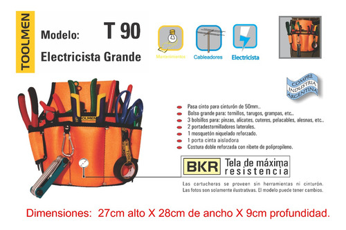 Imagen 3 de 6 de Toolmen T90 Bolso Cartuchera Portaherram + Cinturon T95