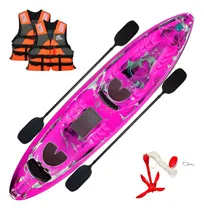 Comprar Kayak Caiaker Raia Triplo 2 Adultos + 1 Niño Chalecos Remo Color Rosa Neón