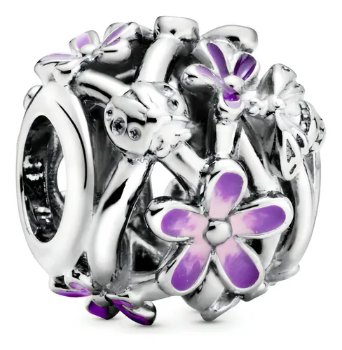 Charm Calado Margarita Morada Color Plata