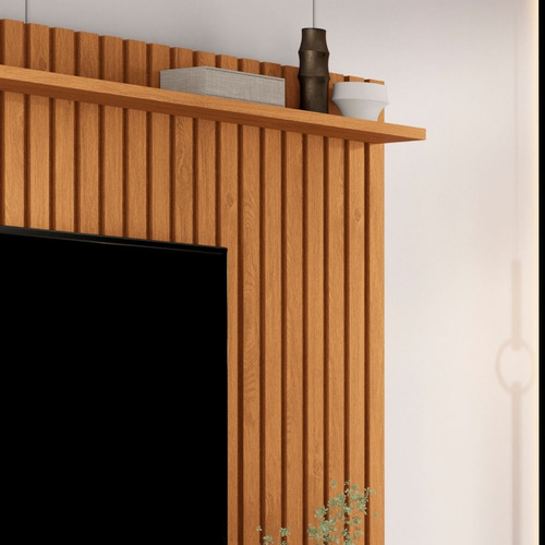 Estante Home Theater Rack Com Painel Tv Até 75 - Mod.2065 Cor Nature/off White
