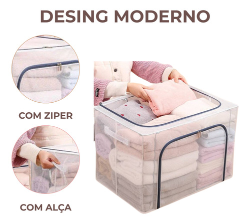 Caixa Organizadora Multiuso 100 Litros Transparente Com Zipe 100 Litros 100 Litros