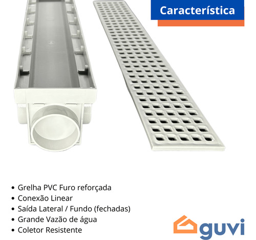 Kit Com 10 Ralo Linear Coletor E Grelha Cinza Piscina Jardim