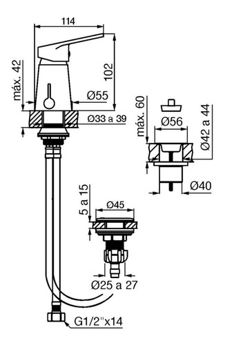 Imagen 4 de 8 de Juego Grifería Baño Fv Compacta Bidet Ducha C/trnsf. Cuota