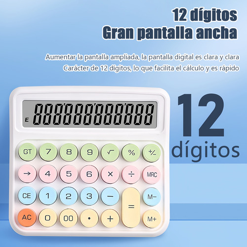 Calculadora De 12 Dígitos Multicolor Con Pantalla Grande Color Morado