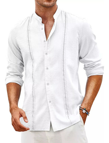 Camisa Casual De Lino Para Hombre Guayabera Cubana 2024