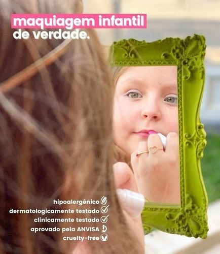 Imagem 2 de 4 de Kit Maquiagem Infantil Antialérgica Bolsa + Gloss + Tiara