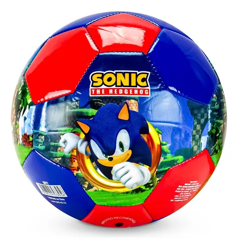 Bola Futebol De Campo Infantil Oficial Sonic Azul E Vermelha