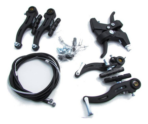 Kit Completo De Frenos V-brake Para Bicicleta Mtb Ruta Paseo Color Negro