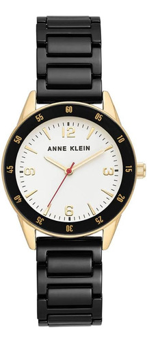 Reloj Pulsera Mujer  Anne Klein Ak3658gpbk Negro