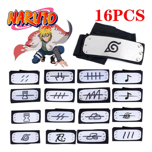 16 Piezas Banda Naruto Boruto Aldeas Sasuke Konoha Metalica