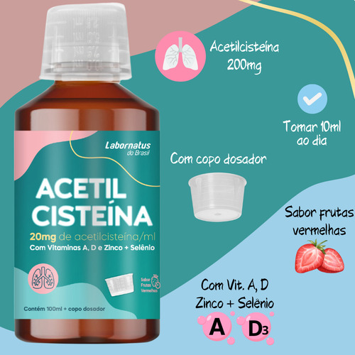 Nac xarope a base de N-acetilcisteína 100ml com dosador Labornatus