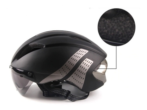 Imagen 2 de 7 de Casco Para Bicicleta Con Lentes + Luz De Advertencia