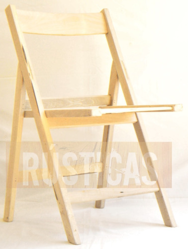 Silla Plegable Madera Dura Interior-exterior En Crudo