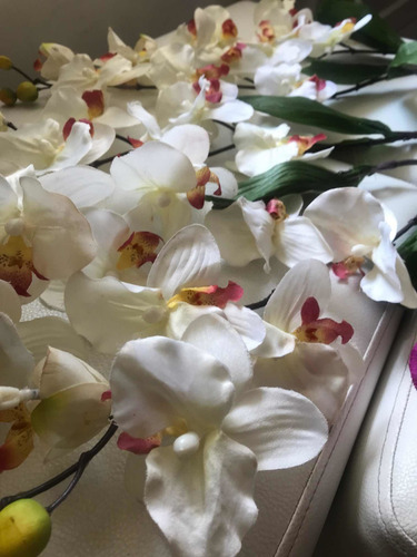 Imagen 3 de 5 de 48 Ramas C/lindas Flores Tela Blancas Y Fucsias Para Decorar