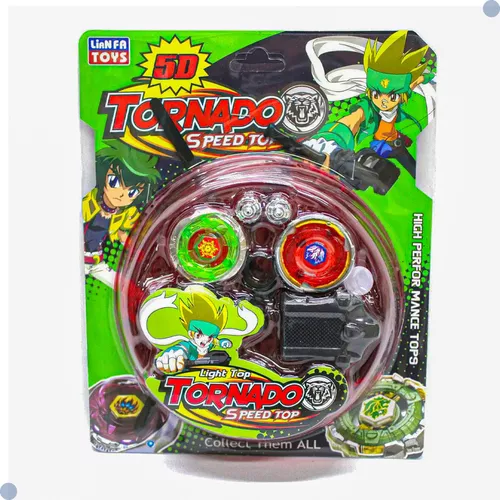 Kit Beyblade Metal 5D Brinquedo 4 Peões Led Toys