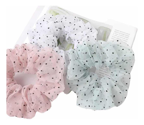 Colet Scrunchies Gasa Lunares Colores Pastel 6 Unidades