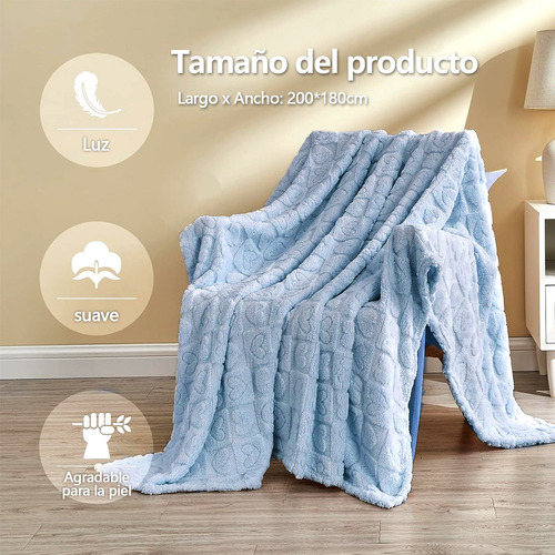 Manta De Felpa Extragrande, Suave Y Gruesa 200*180cm Azul