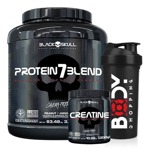 Protein 7 Blend 1,8kg + Creatina 300g + Shaker - Black Skull