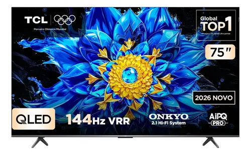 Smart TV TCL 75 Polegadas QLED 4K P8L WiFi Bluetooth Google TV HDR10+ 144 Hz VRR 75P8L
