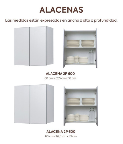 Combo bajo mesada 120cm con alacena 120cm y portahorno 60x200cm Potenza Blanco