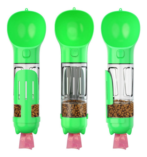 Botella Bebedero De Agua Para Perros Mascota Pala-bolsas Color Verde