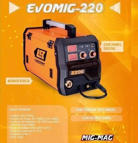 Soldadora Inverter Lüsqtoff Evo Mig-220 50hz 220v