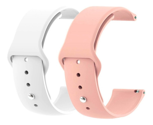 2x Pulseira Compatíveis Com Galaxy Active2 44mm 1 Capa Case Cor Rosa Claro - Branca Largura Da Pulseira 20 Mm