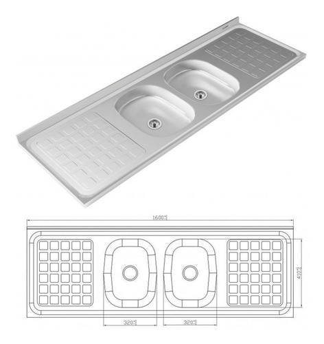 Imagen 5 de 9 de Combo Cocina 160 Bajo Mesada Alacena Mesada Acero Envio