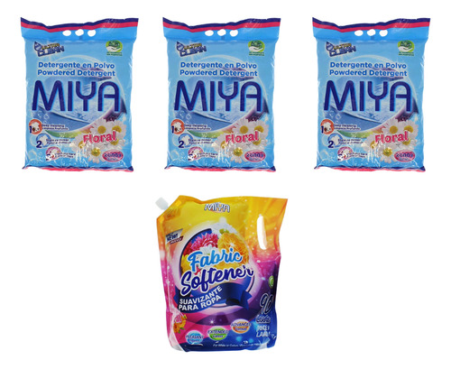 Detergente En Polvo 3 Unidades+suavizante 3.1 Lt Floral Miya