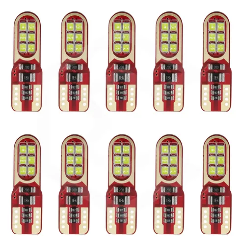 comprar Kit 10 Focos De Pellizco 12 Led 3030  Canbus T10 12v Blanco 