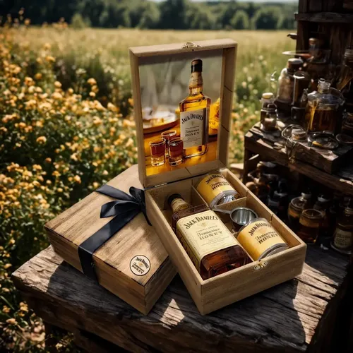 Kit Premium Jack Daniels Honey Whisky 700ml com 2 Copos e Dosador