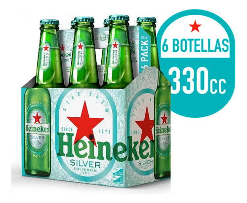 Pack 6 Cerveza Heineken Silver Botella 330cc