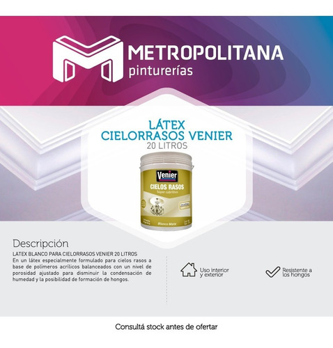 Imagen 2 de 5 de Cielorrasos Venier | 20lts