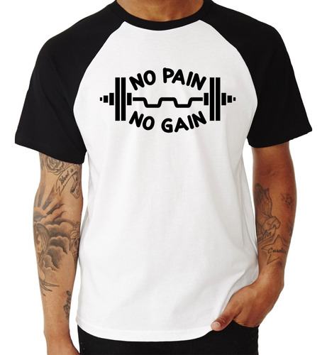 Camiseta Raglan No Pain No Gain Camisa