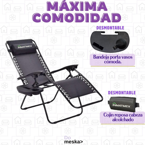 Silla Plegable Gravedad Cero Reclinable Alberca Inmatmex