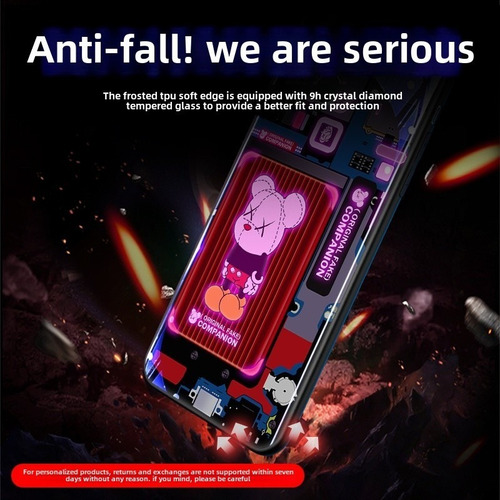 ;= Funda De Teléfono Para Asus Rog Phone 9 8 7 6 Pro 5 3 2 Mechanical Bearbrick Luminosa Y Brillante Luz Led