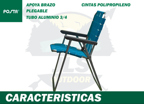 Imagen 3 de 8 de Sillón Tejido Plegable Posta Aluminio 3/4 1 Posición X 2unid