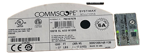 Cable Utp Cat6a Systimax-commscope Bobina 305 Mts.