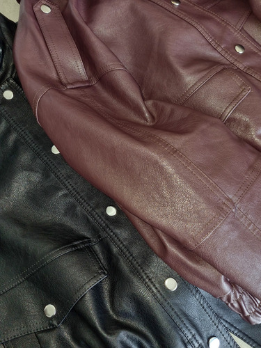 Campera Chaqueta Mujer Eco Cuero Bordó Premium