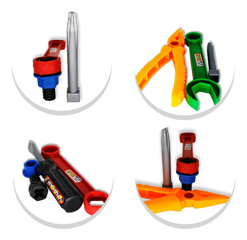 Imagem 6 de 7 de Ferramentas De Brinquedo 7pçs Kit De Ferramentas Infantil