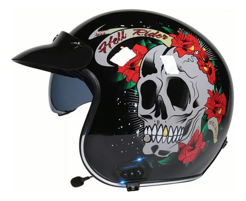 Casco Moto Retro Serie Printed, Con Bluetooth, Dot,9 Modelos