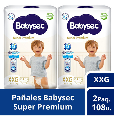 2 Paquetes Pañales De Bebé Babysec Super Premium 108 Un Xxg