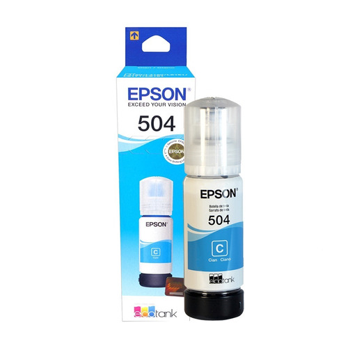 Botella De Tinta Cian Epson 504 Original