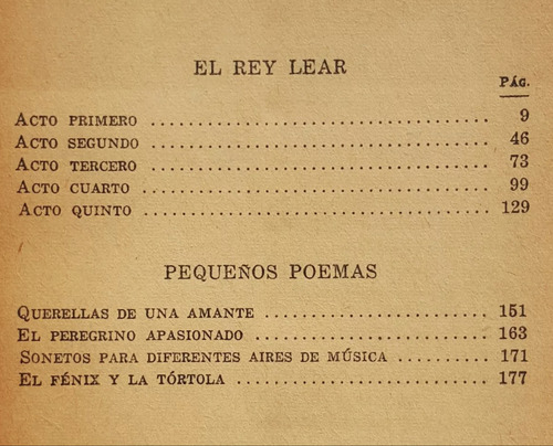 El Rey Lear / Pequeños Poemas - William Shakespeare (Usado)