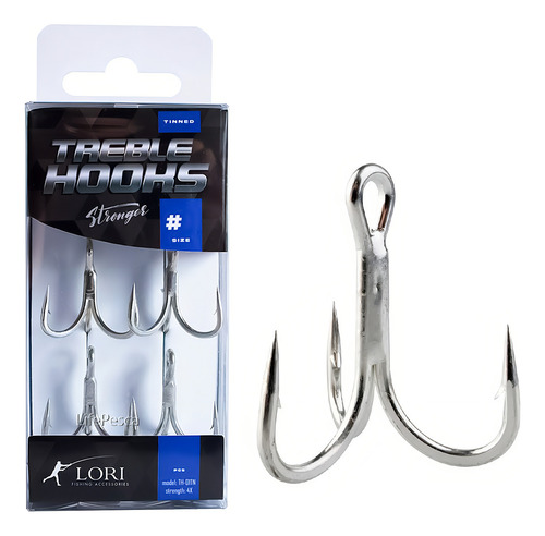 Garateia Lori Treble Hooks 4x Tinned Nº 2/0 - 4 Peças