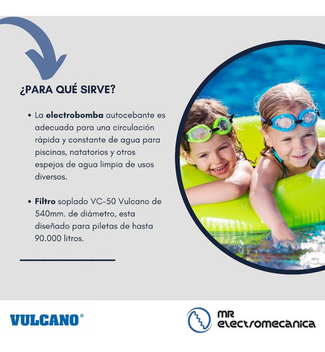 Imagen 3 de 10 de Filtro Vulcano Pileta Vc50 + Bomba 0.75hp - 80.000 Litros