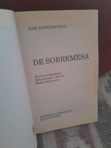 Jose Asunción Silva. De Sobremesa (Usado)