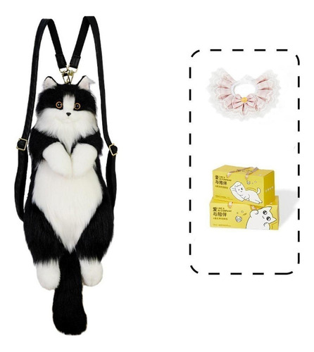 Bonita Mochila Con Forma De Gato De Con Bufanda Rosa