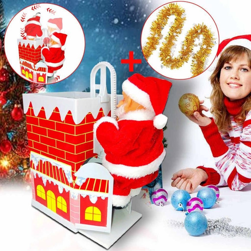 Papa Noel Santa Claus Musical Entrando Por Chimenea Juguete
